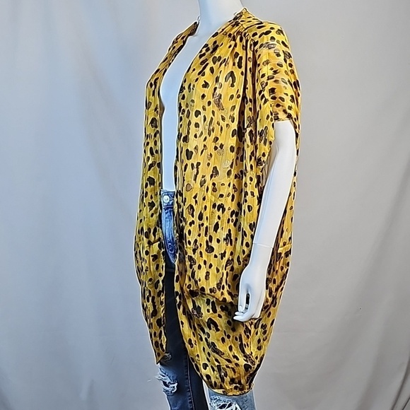 NWT Umgee Jungle Nights Gold Black & Brown Animal Print Sheer Cocoon Cardigan - Picture 11 of 16